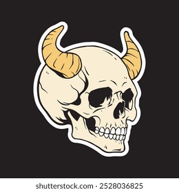 a skull with horns art illustration for stickers logo poster etc

