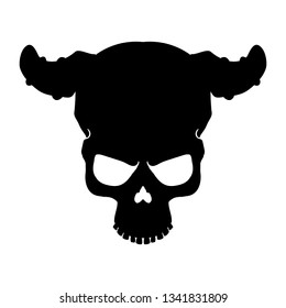Skull with horns isolated on white. Detailed vector illustration. vintage and monochrome style.