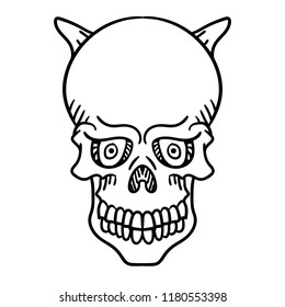 Skull with horns vector illustration