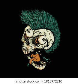 Dibujo gráfico de horror de cráneo diseño de camisetas vectoriales de arte