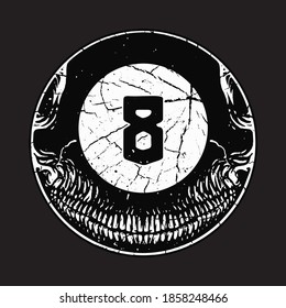 Skull Horror Eight Ball Graphic Illustration Vector Art T-shirt Design