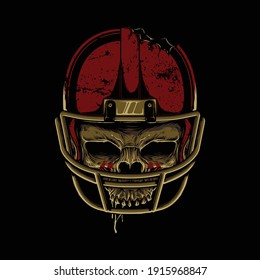 Skull horror football graphic illustration vector art t-shirt design