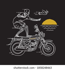 Skull Horror Funny Rider Graphic Illustration Vector Art T-shirt Design