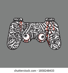 Skull Horror Game Control Graphic Illustration Vector Art T-shirt Design