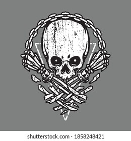 Skull Horror Graphic Illustration Vector Art T-shirt Design