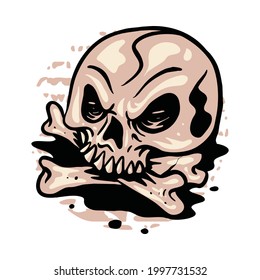 Skull horror graphic illustration vector art t-shirt design