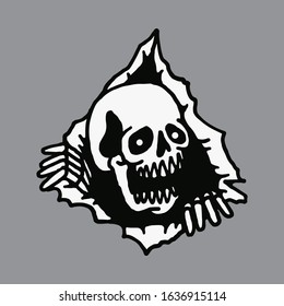 Skull Horror Skeleton Line Graphic Illustration Vector Art T-shirt Design