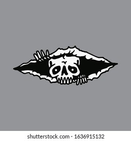 Skull Horror Skeleton Line Graphic Illustration Vector Art T-shirt Design