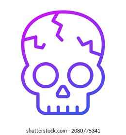 skull, horror skull vector outline icon.