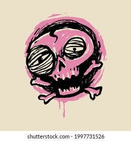 Skull horror watercolor graphic illustration vector art t-shirt design