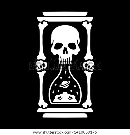 Skull and hourglass of the bones skeleton