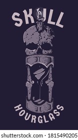 Skull   hourglass the bones skeleton illustration  suitable for t shirt design printing