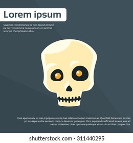 Skull Human Head Flat Icon Halloween Vector Illustration