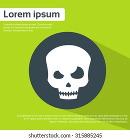 Skull Human Head Flat Icon Halloween Vector Illustration