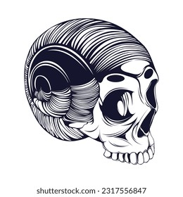 Skull Human Line Art Vector Illustration
