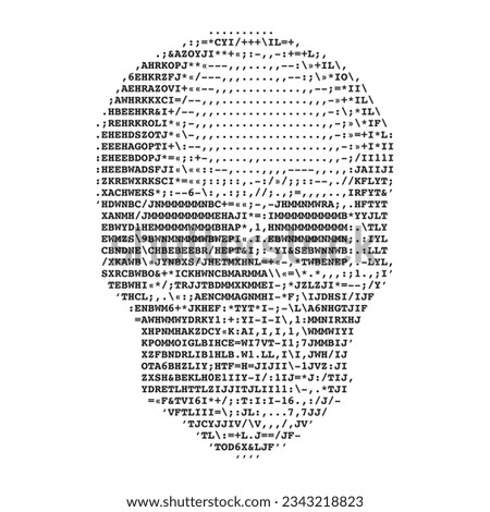 Skull or human skeleton dead head text ASCII art original version. Code, programming, computer virus or hacking concept. Vector illustration.