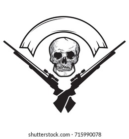 Skull Hunter Logo Vector