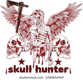 Skull Hunter vintage art design