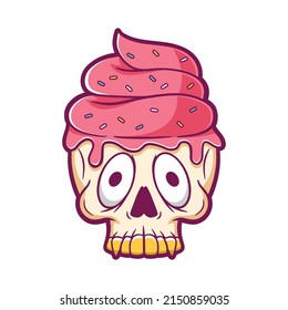 Skull ice cream cartoon vector