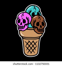 SKULL ICE CREAM COLOR LOGO BLACK BACKGROUND