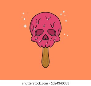 Skull Ice Cream Flat Icon