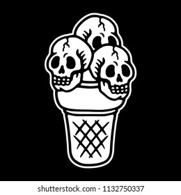 SKULL ICE CREAM LOGO BLACK BACKGROUND