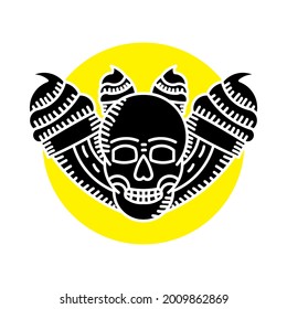 Skull and ice cream logo with circle yellow