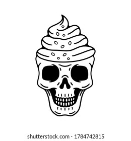 skull ice cream on a white background