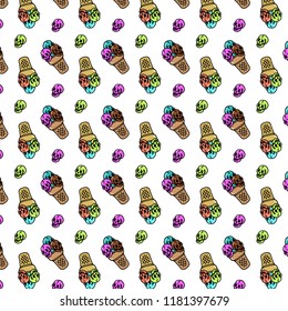 SKULL ICE CREAM PATTERN ICON LOGO WHITE BACKGROUND