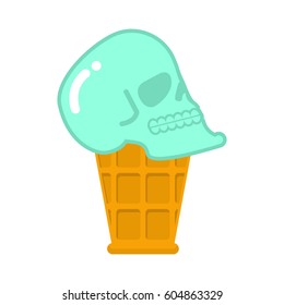 Skull ice cream. skeleton head sweetness. Dangerous sweet 