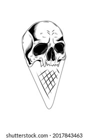 Skull with ice cream vector illustration