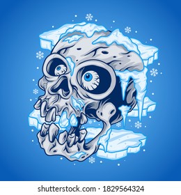 Skull ice freeze vector illustration