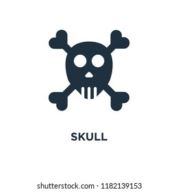 Skull icon. Black filled vector illustration. Skull symbol on white background. Can be used in web and mobile.