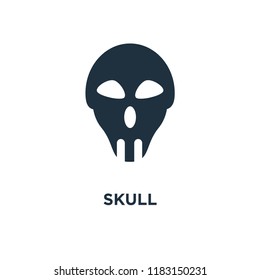 Skull icon. Black filled vector illustration. Skull symbol on white background. Can be used in web and mobile.