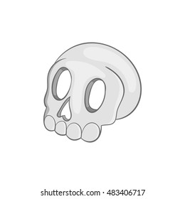 Skull icon in black monochrome style isolated on white background. Death symbol vector illustration