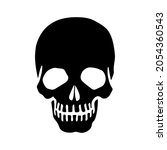 The skull icon. Black silhouette of a human skull. Vector illustration isolated on a white background for design and web.