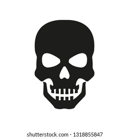 Skull icon. Black skeleton head isolated on white background. Pirate, evil, death symbol. Vector illustration.