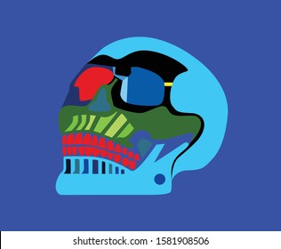 Skull icon blue color vector