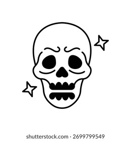 Icono de cráneo limpio y Ilustración vectorial moderna