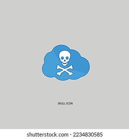 skull icon in the cloud,web icon skull and crossbones