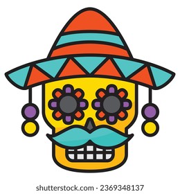 Skull icon with concept day of death. Vector design