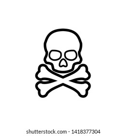 Skull icon. Crossbones, death skull, danger or poison flat vector symbol for apps and websites.