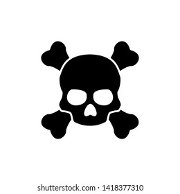 Skull icon. Crossbones, death skull, danger or poison flat vector symbol for apps and websites.