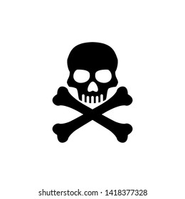 Skull icon. Crossbones, death skull, danger or poison flat vector symbol for apps and websites.