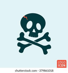 Skull icon. Skull and crossbones icon isolated, minimal design. Vector illustration