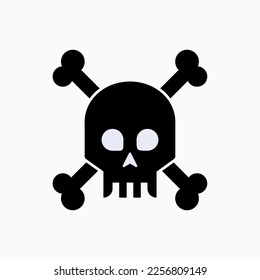 Skull Icon. Dangerous, Horror. Dead, Scary Symbol.