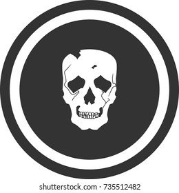 Skull icon , dark round sign design . Halloween