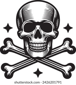 Skull icon death head bones danger vector