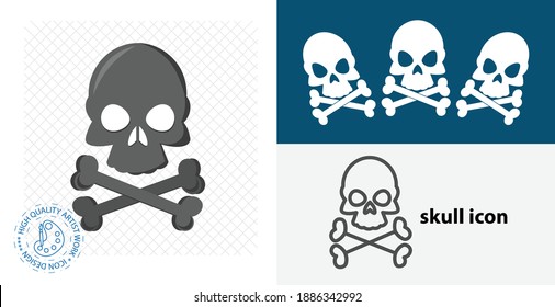 skull icon. death isolated flat icon. solid and line medicine design element