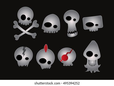 skull icon element set for Halloween. vector illustration